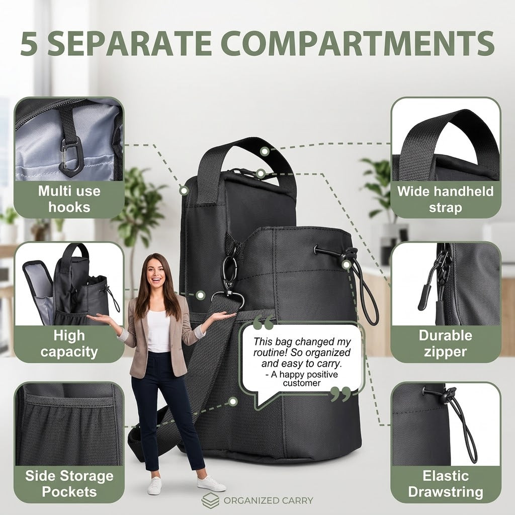 Magnetic Water Bottle Holder Bag with Phone Pocket and Sling Strap halbber