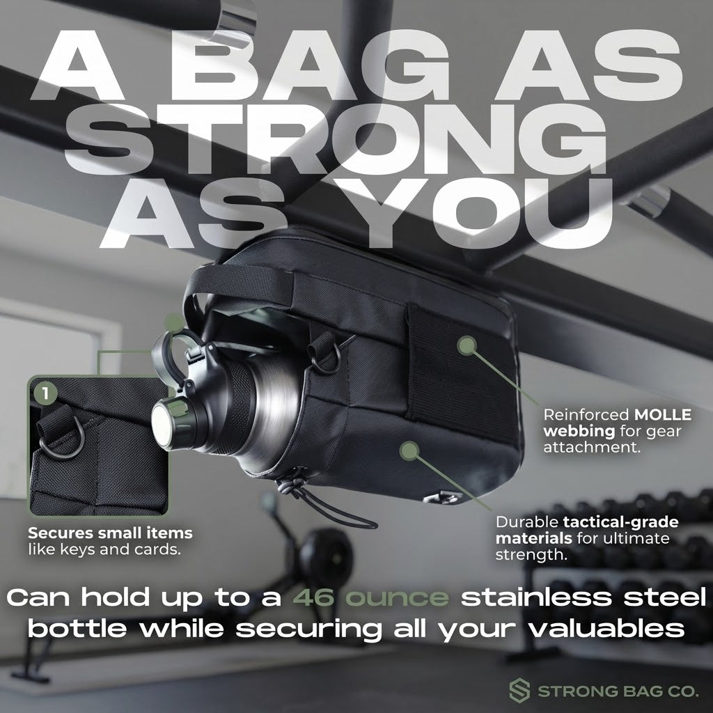 Magnetic Water Bottle Holder Bag with Phone Pocket and Sling Strap halbber