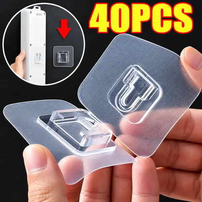 Transparent Adhesive Wall Hooks - Heavy Duty Double-Sided Hooks, 40 Pack The Holiday Crate