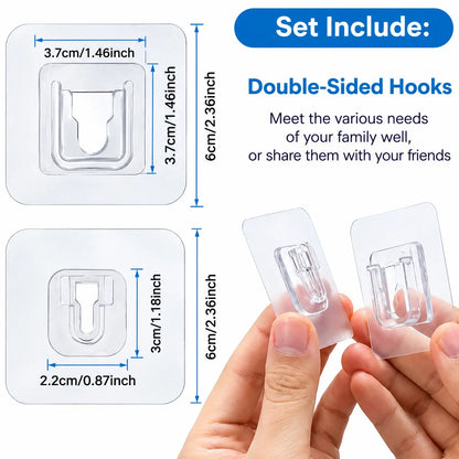 Transparent Adhesive Wall Hooks - Heavy Duty Double-Sided Hooks, 40 Pack The Holiday Crate