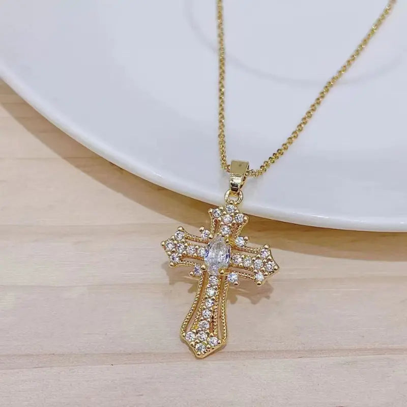 Vintage Cross Pendant Necklace Dropsure