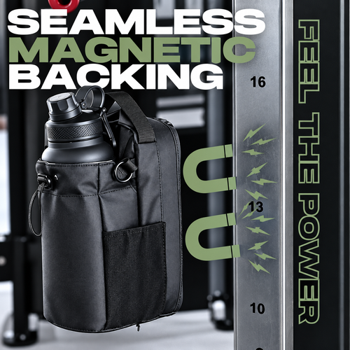 Magnetic Water Bottle Holder Bag with Phone Pocket and Sling Strap halbber