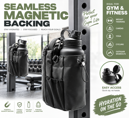 Magnetic Water Bottle Holder Bag with Phone Pocket and Sling Strap halbber