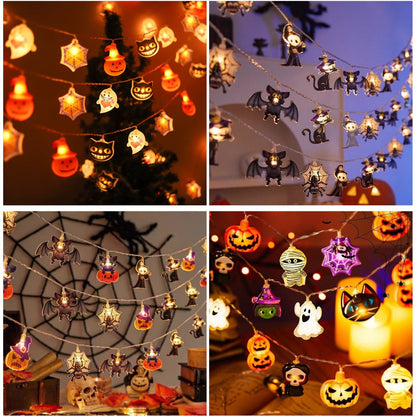 LED Halloween String Lights Pumpkin Ghost Spider Decorative Lighting Savora